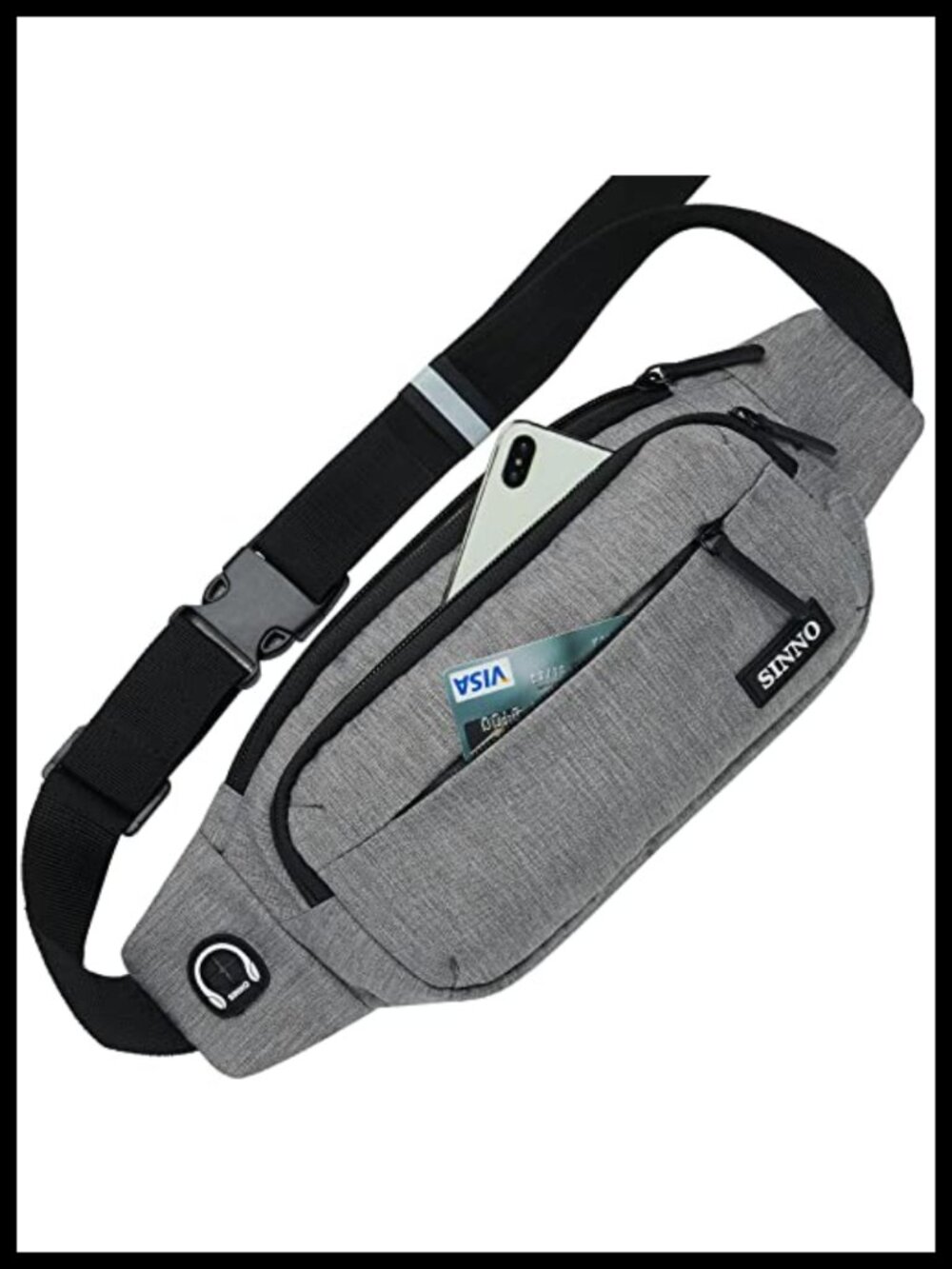 SINNO Large Crossbody Fanny Pack Nylon Water Resistant Waist Bag Travel Hiking